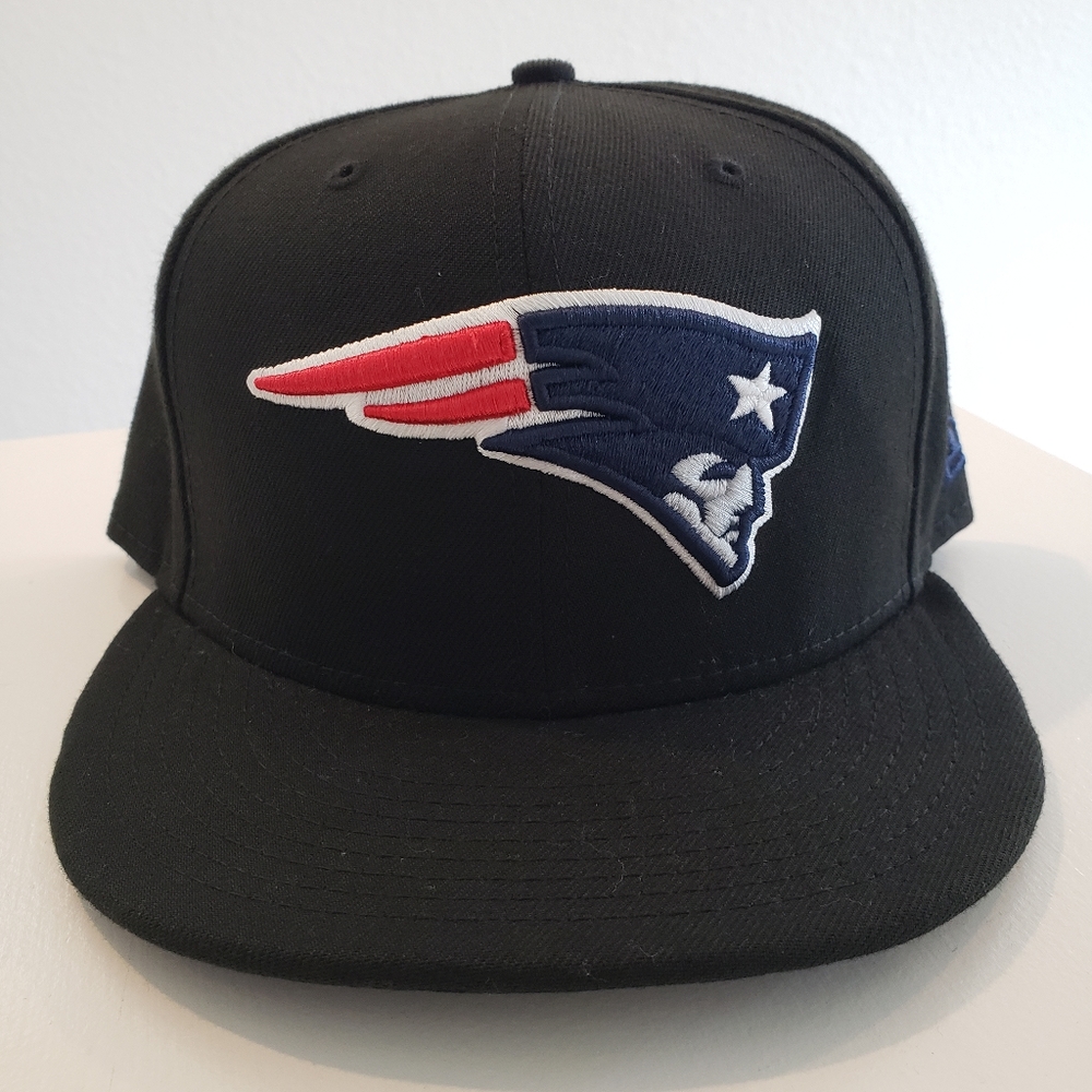 New Era NFL New England Patriots Fitted 59fifty Hat Cap Black sz 7 3/4